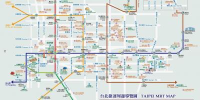 Taipei mrt karte ar tūrisma vietām
