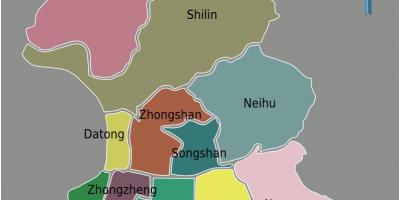 Taibei pilsētas rajonu kartē