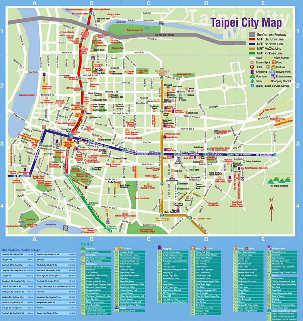 Taipei tūristu plankumi kartē