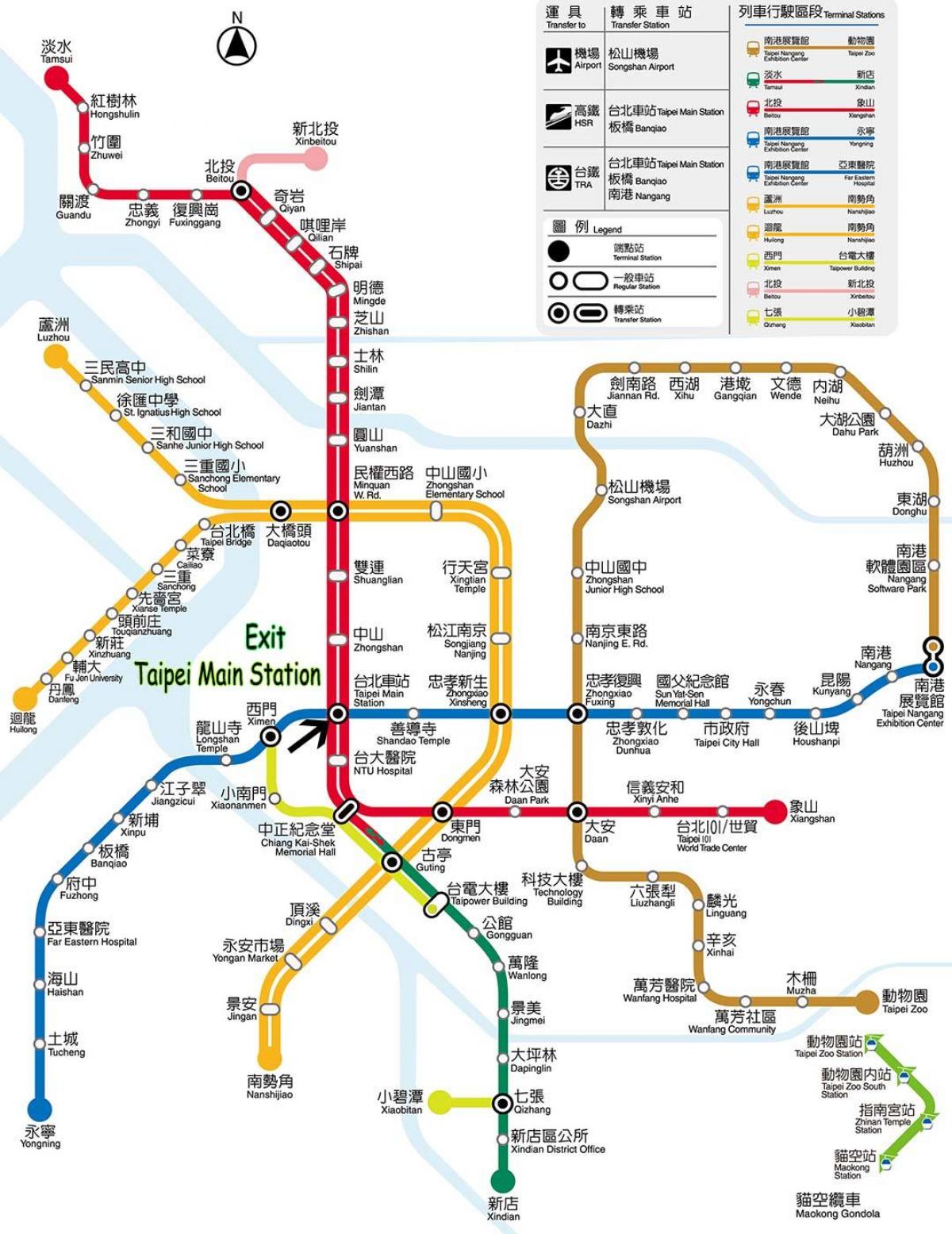 Taipejas galvenā stacija, metro mall karte