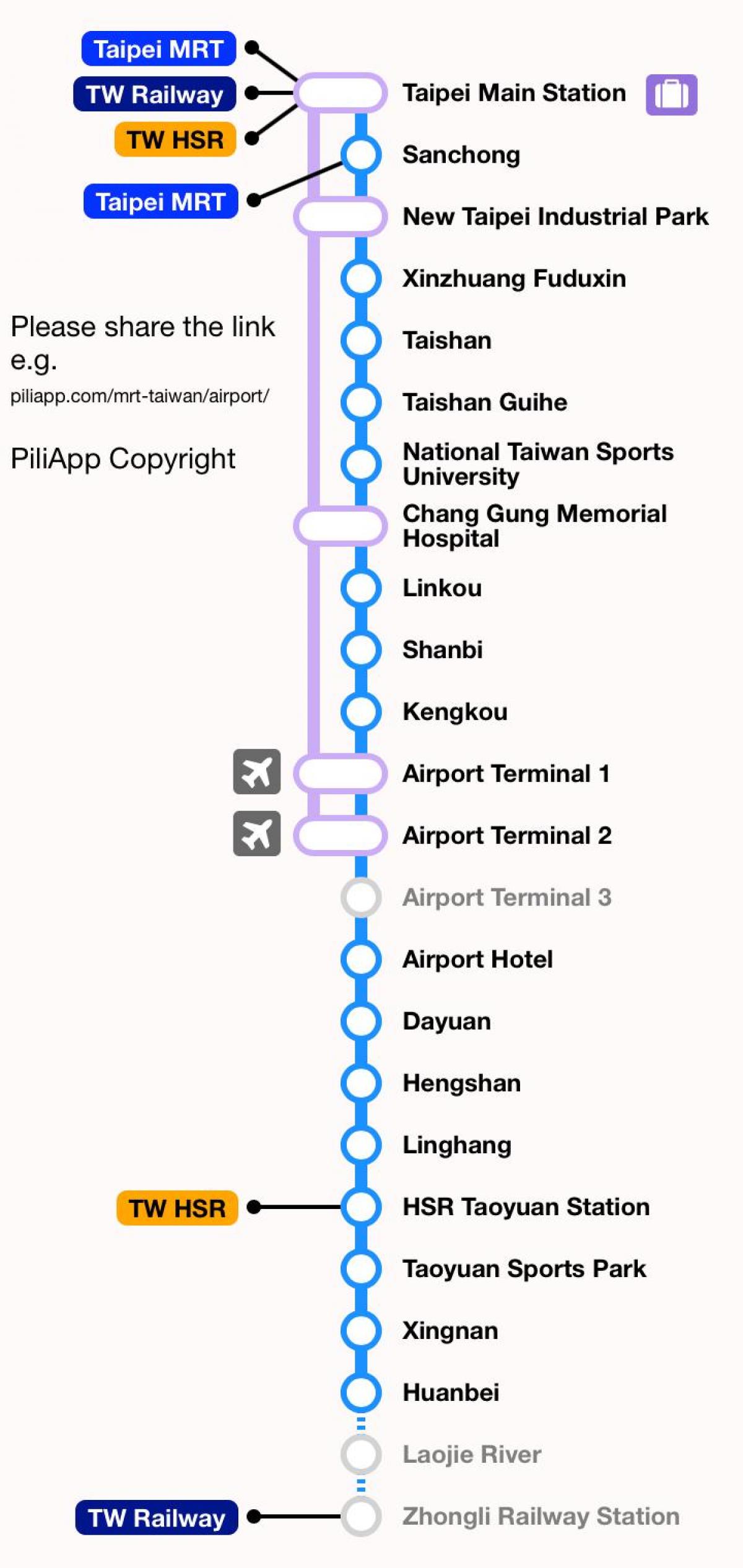 Taipei mrt kartes taoyuan lidostā